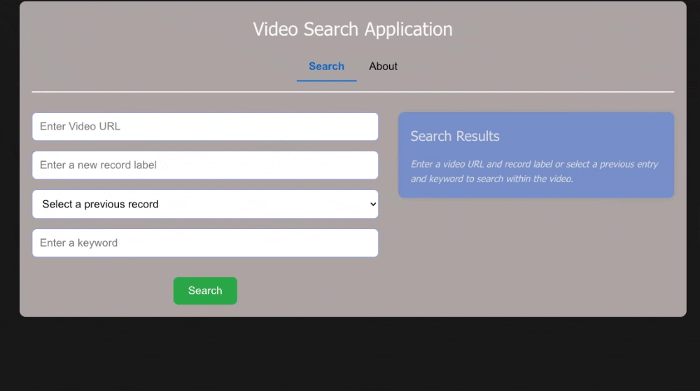 Keyword Video Search Screenshot