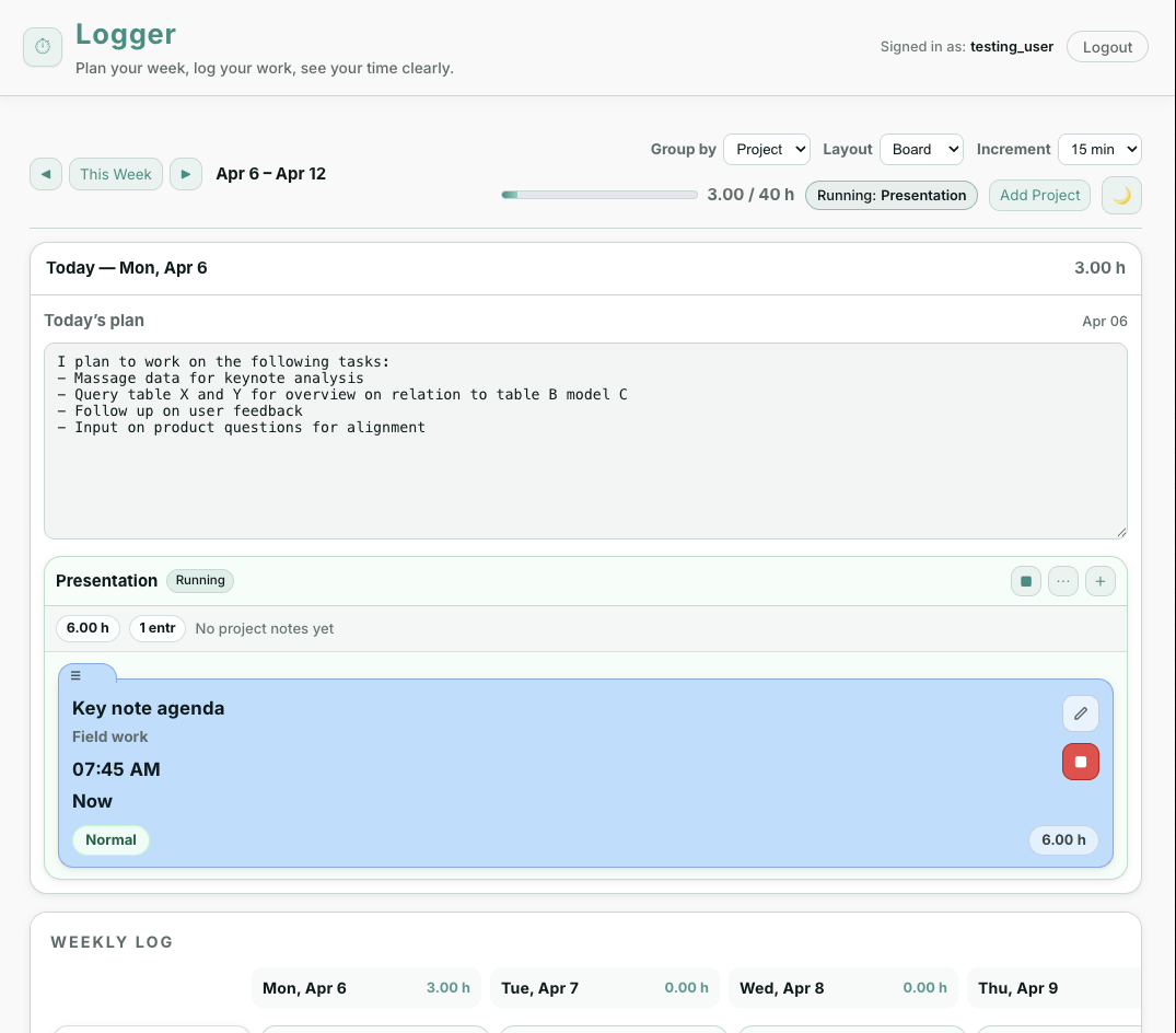 Logger Platform Screenshot